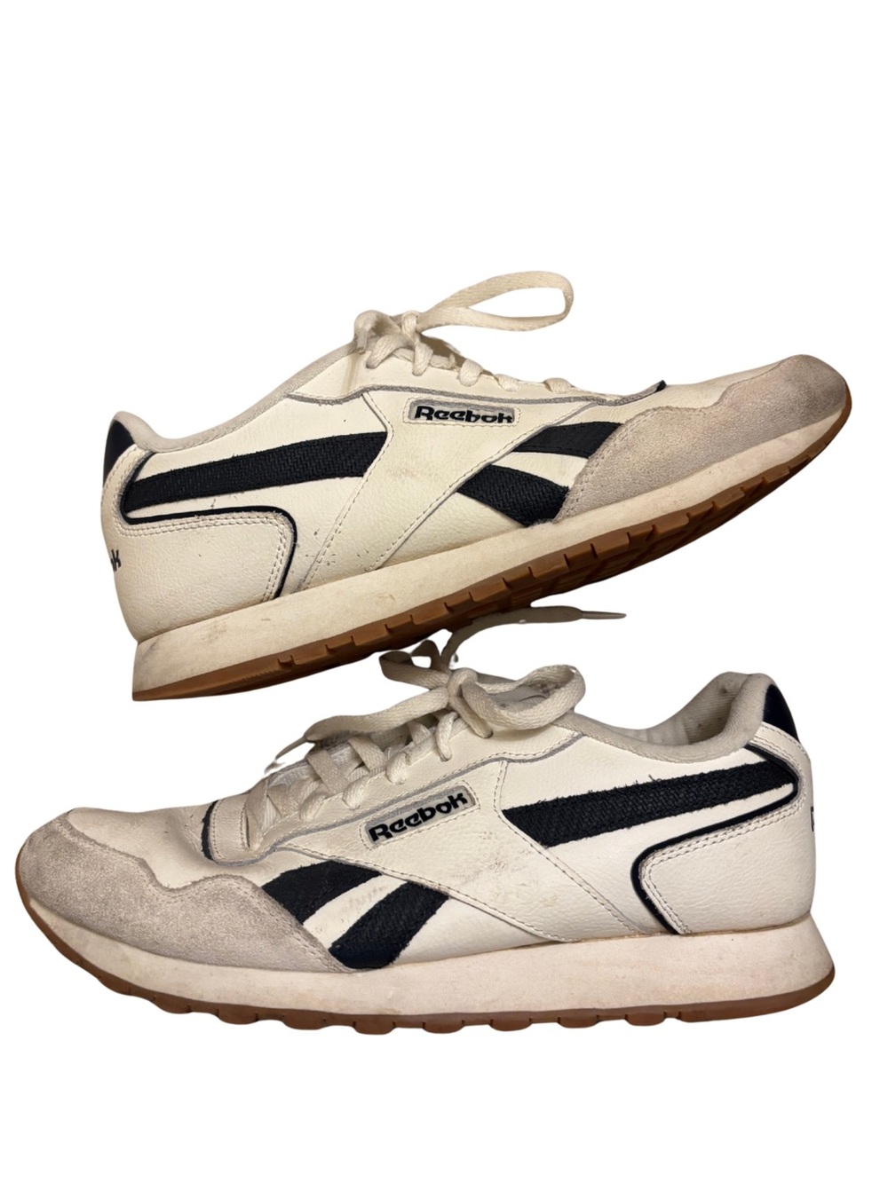 Reebok Men’s White & Navy Retro Runner Sneakers - Picture 1 of 8